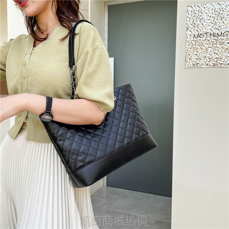 大容量菱格包包女夏2024新款百搭时尚链条单肩包手提购物袋托特包
