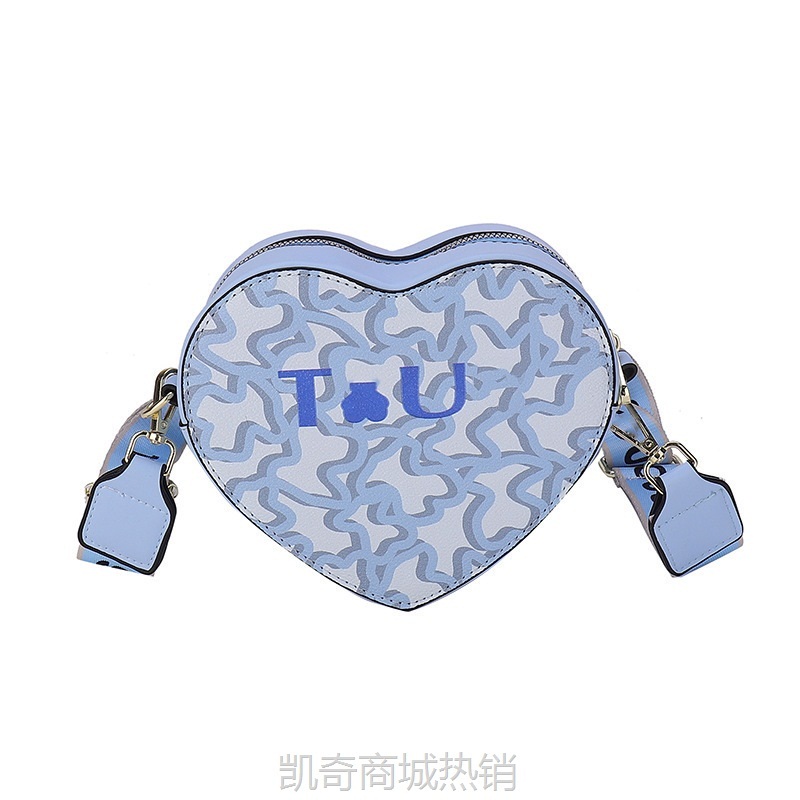 新款时尚心形包彩色撞色个性单肩包欧美字母彩绘涂鸦斜挎包批发