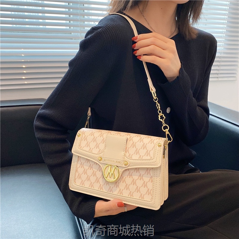 跨境包包女包2024新款简约时尚链条复古字母印花单肩斜跨包小方包