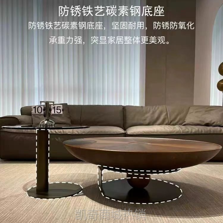 轻奢飞碟圆形异形茶几悬浮镜面茶几家用意式极简茶几圆形大小茶几
