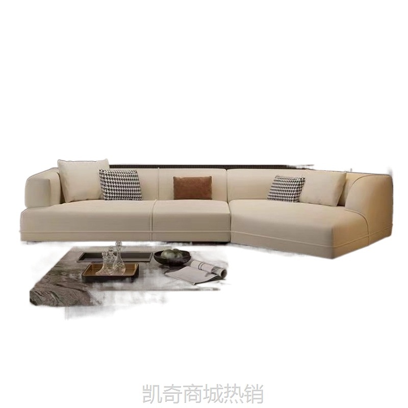 意式极简棉麻布艺沙发客厅新款奶油风现代简约异形转角沙发