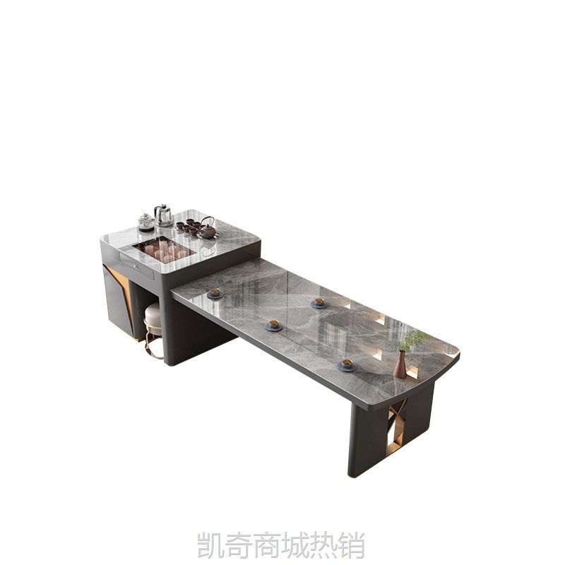 轻奢岩板茶台现代简约潘多拉艺术创意办公室功夫极简茶桌椅组合