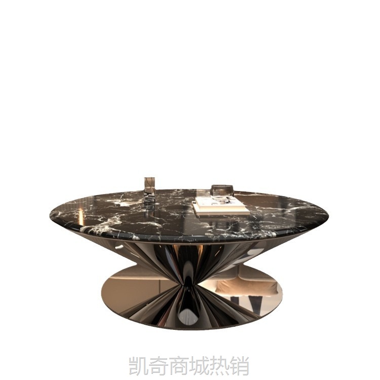 新款轻奢天然进口大理石圆形茶几悬浮奢石客厅家用小户型飞碟茶几