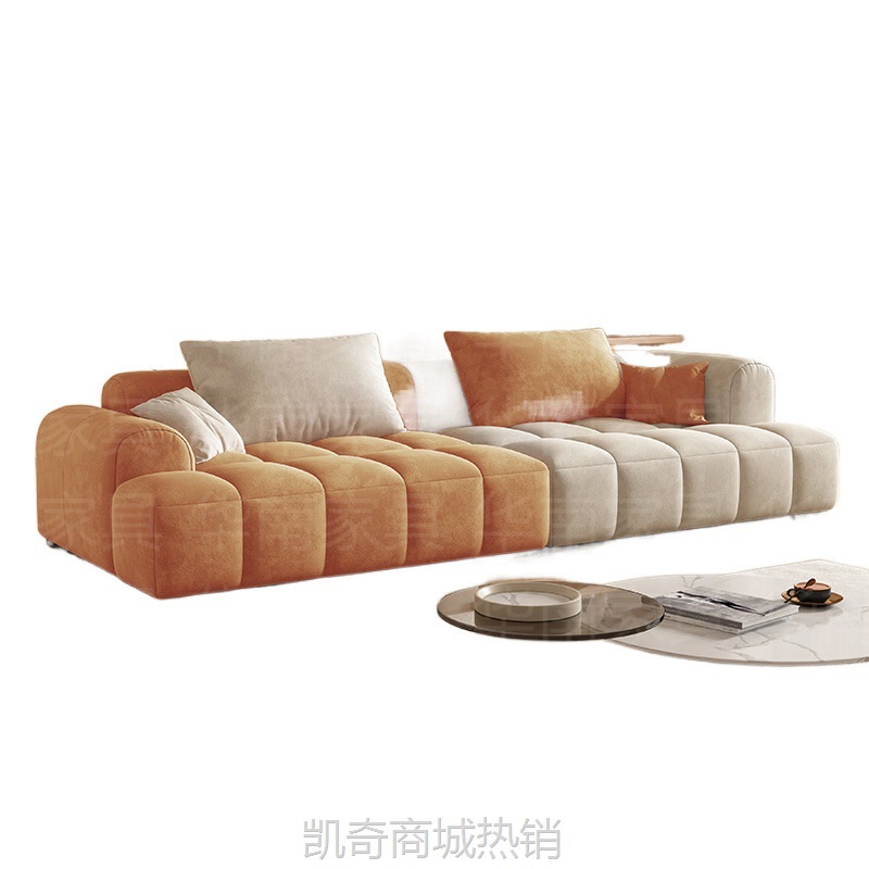 豆腐方块奶油风简约布艺沙发客厅现代小户型泡芙创意沙发脚踏网红