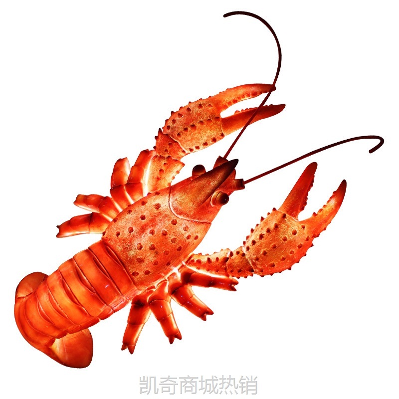 发光龙虾模型海鲜馆餐厅烧烤门头广告灯箱螃蟹玻璃钢装饰雕塑