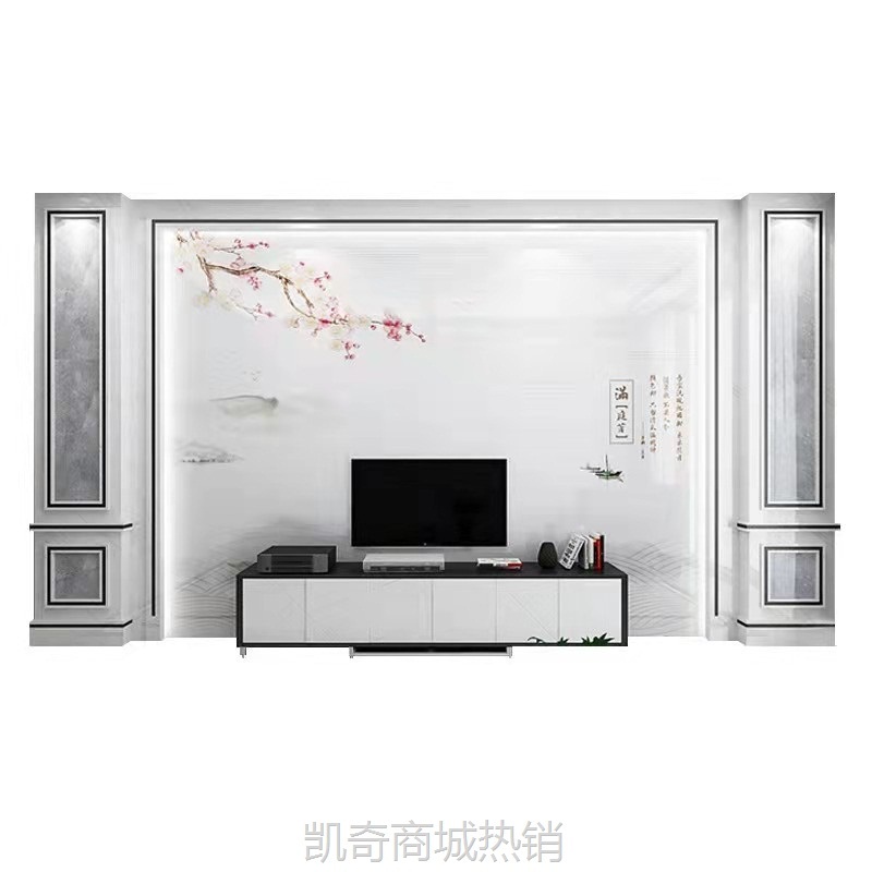 现代简约客厅石材罗马柱电视背景墙岩板背景墙通体大理石墙影视墙
