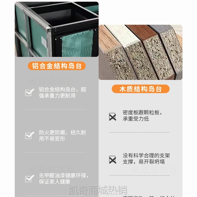 岩板岛台餐桌一体茶桌家用开放式餐台侘寂风素色岛台伸缩桌面吧台