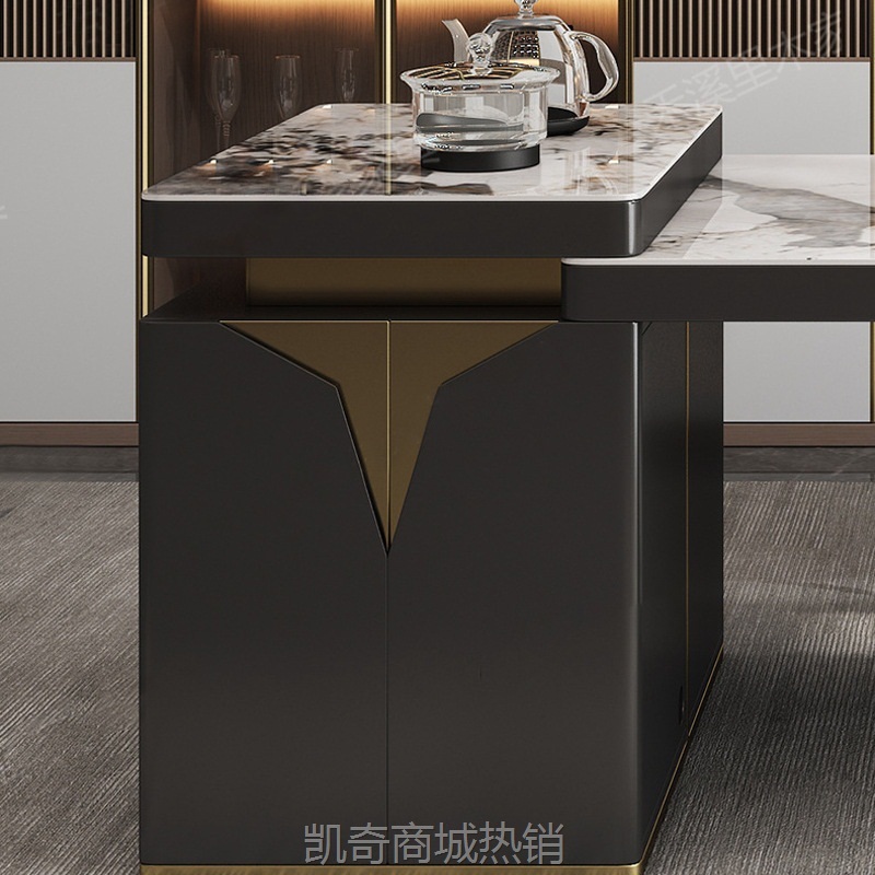 轻奢岩板功夫茶台岩板茶桌椅组合简约现代办公室家用阳台泡茶桌子