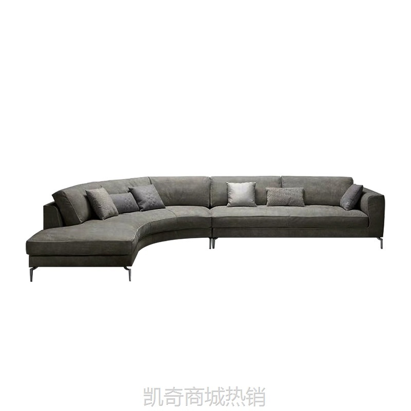 北欧轻奢弧形转角沙发客厅现代简约美容院酒店设计师科技布艺沙发
