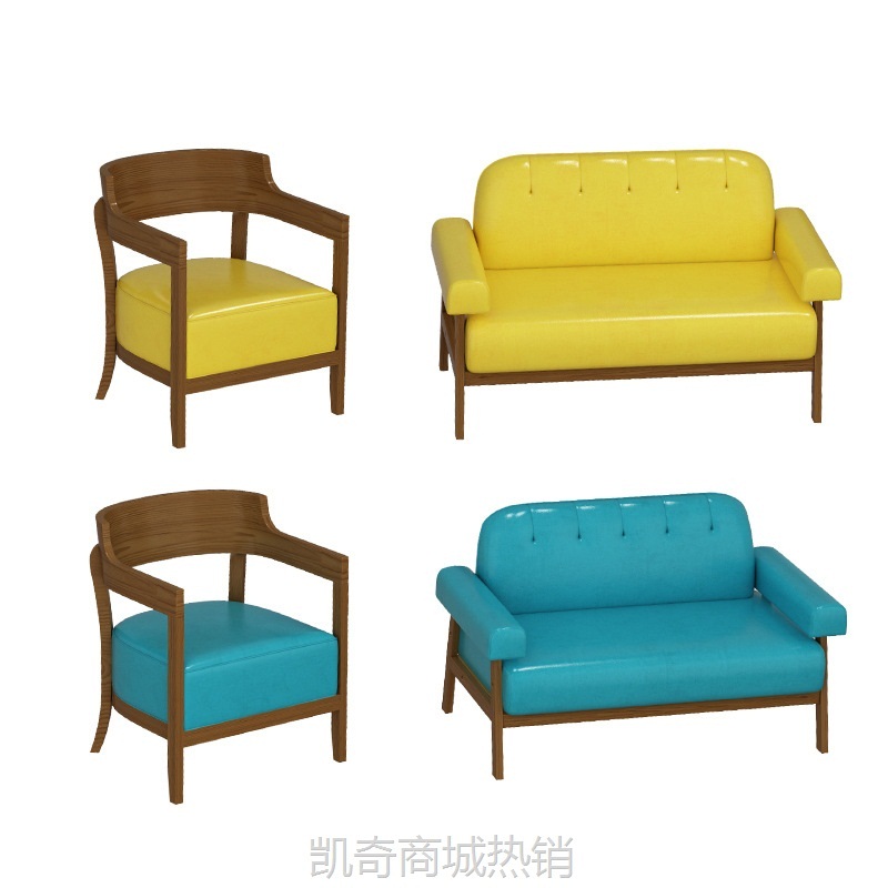 厂家直营批发轻奢商用胡桃色奶茶店咖啡厅店围椅沙发桌椅组合套装