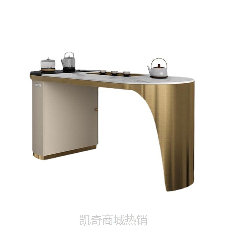 新中式茶桌设计师家用功夫泡茶台办公台一体现代简约岩板阳台茶桌