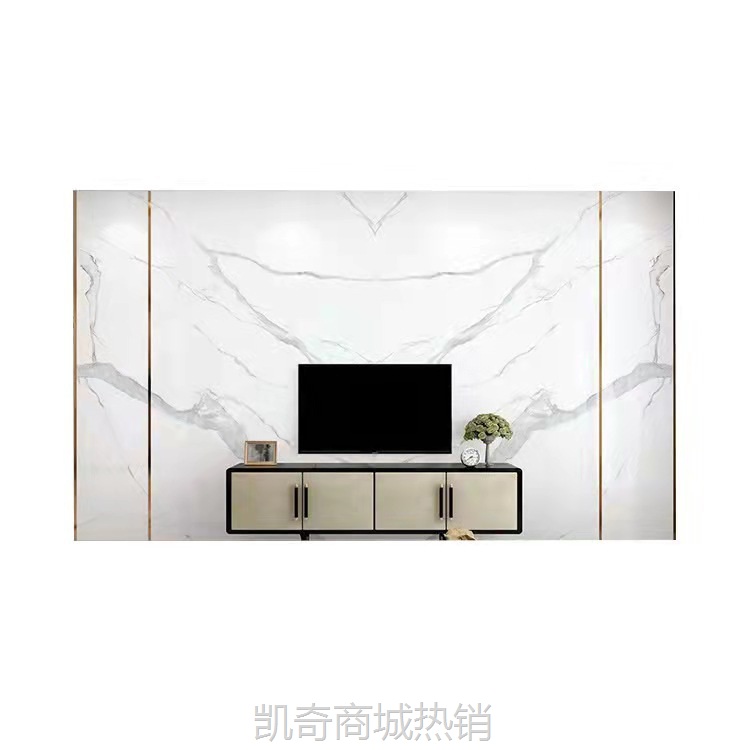 现代简约客厅轻奢电视背景墙  新中式仿大理石连纹大板微晶石瓷砖