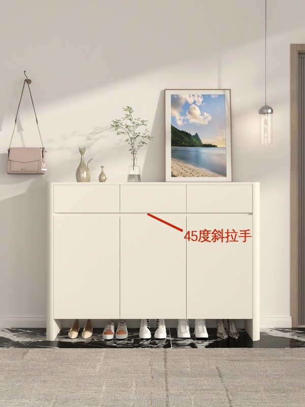 奶油风翻斗鞋柜家用门口大容量入户门玄关柜一体简易收纳鞋架整装
