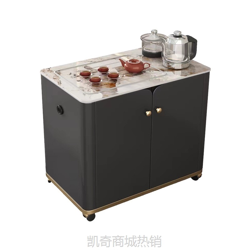 轻奢家用小型茶台岩板可移动茶桌usb充电烧水茶柜泡茶桌一体带滑