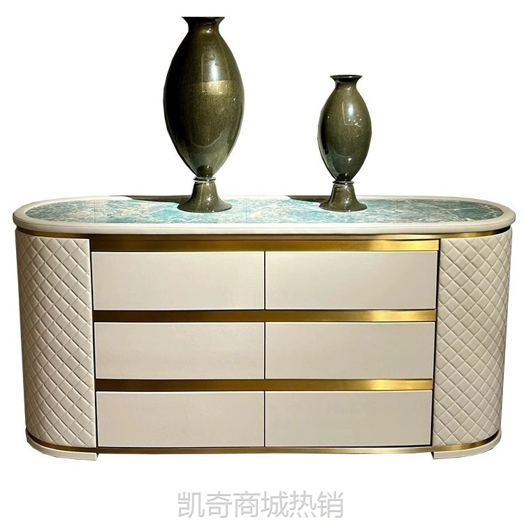 意式轻奢入户玄关柜后现代简约客厅六斗柜现代网红大理石餐边柜