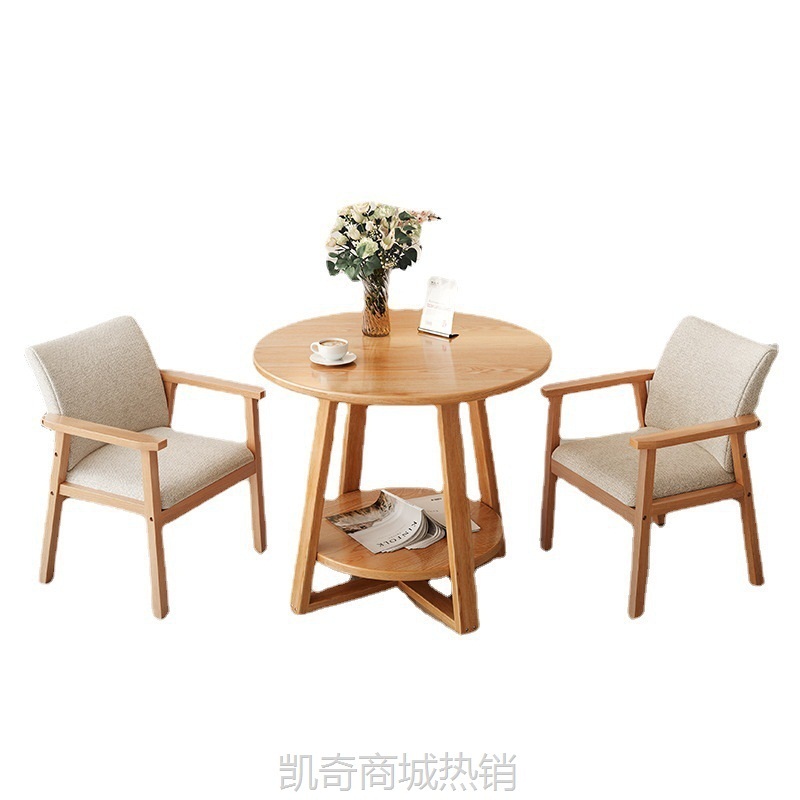 洽谈桌接待桌椅组合奶茶店出租屋餐桌商用小圆桌一桌二椅