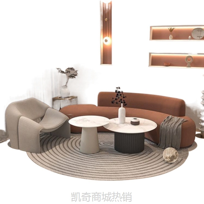 轻奢美容院小沙发网红款设计师服装婚纱店休息区沙发弧形现代简约