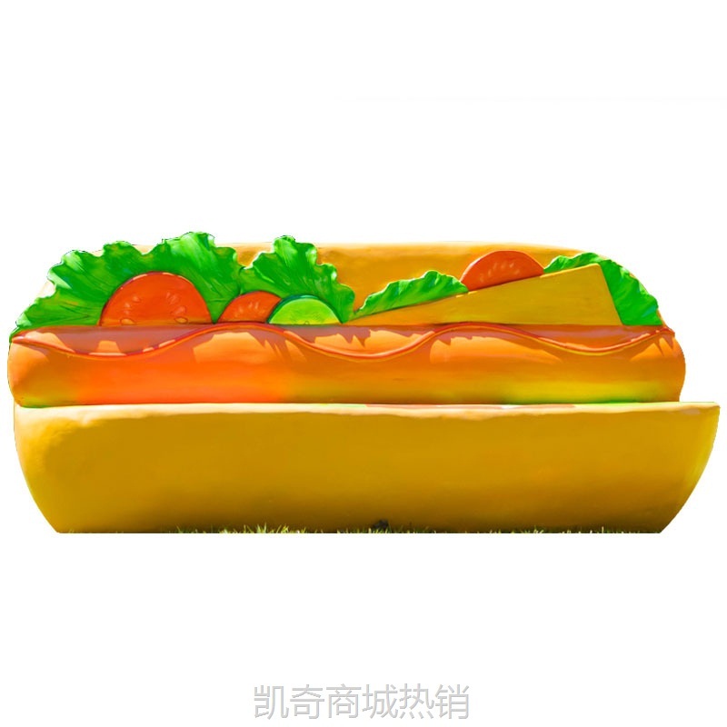 玻璃钢商场创意汉堡面包水果休闲桌椅雕塑汉堡门店美陈装饰摆件