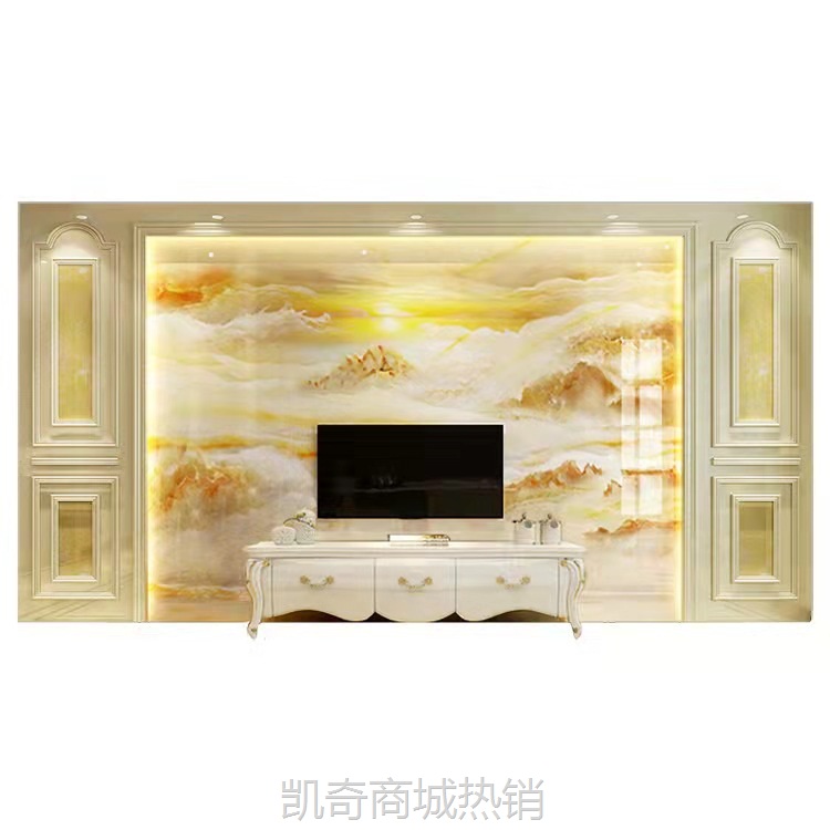 欧式罗马柱电视背景墙客厅沙发影视墙瓷砖微晶石现代简约岩板背景