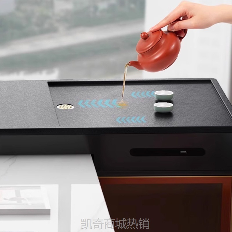 办公室岩板茶桌椅组合一体功夫茶台轻奢现代高级感阳台家用泡茶桌
