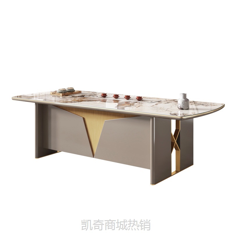 轻奢茶桌椅组合岛台收纳办公书桌茶桌一体家用岩板泡茶台移动茶台