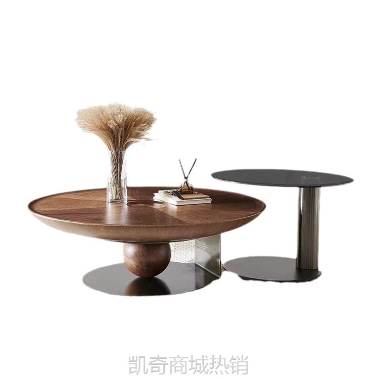 轻奢飞碟圆形异形茶几悬浮镜面茶几家用意式极简茶几圆形大小茶几