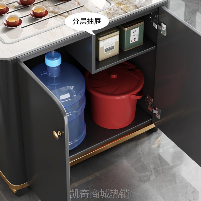 轻奢家用小型茶台岩板可移动茶桌usb充电烧水茶柜泡茶桌一体带滑