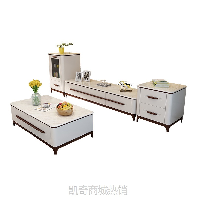 现代简约客厅茶几电视柜组合套装实木大理石烤漆茶几地柜边柜酒柜