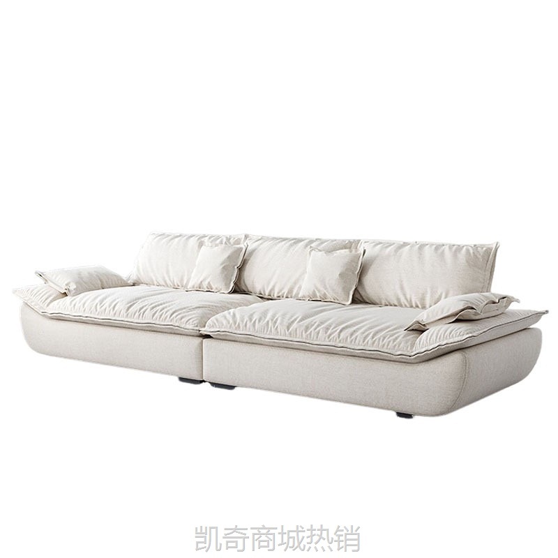 意式极简帆船沙发超宽大坐深直排沙发 现代简约羽绒磨砂布艺沙发