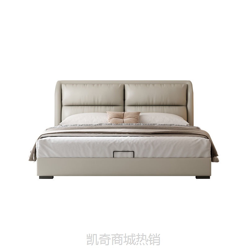 抽屉储物真皮床2023年新款现代简约主卧大床1.8米双人床软包婚床