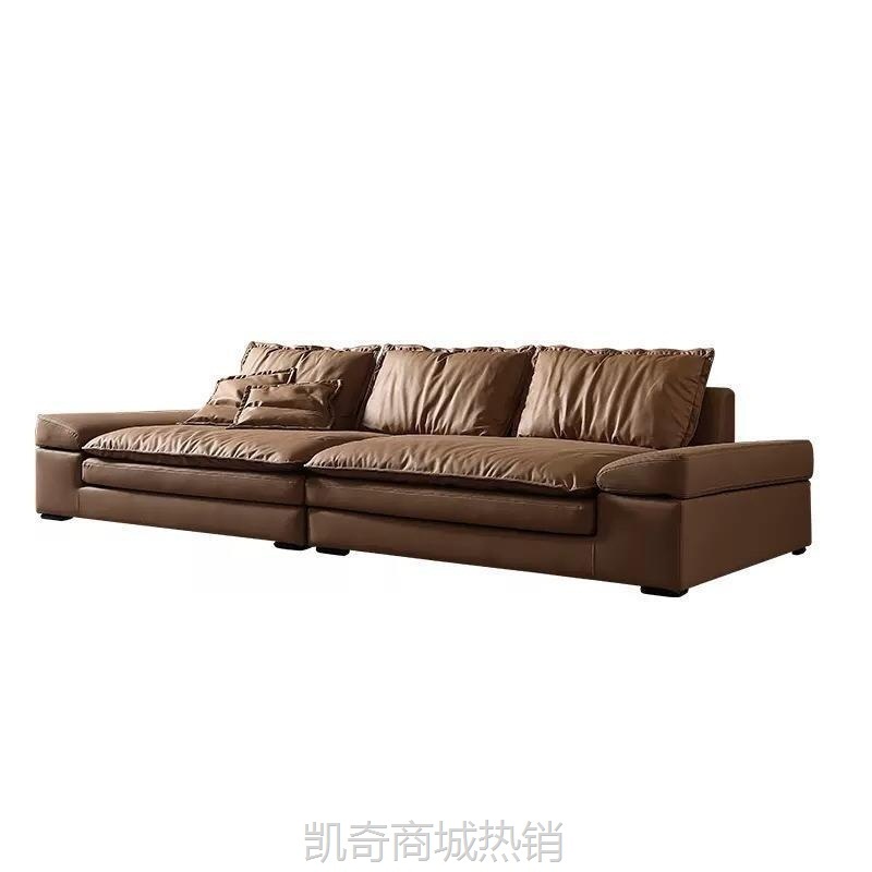 超大深坐宽沙发羽绒乳胶客厅现代简约轻奢直排意式极简科技布沙发
