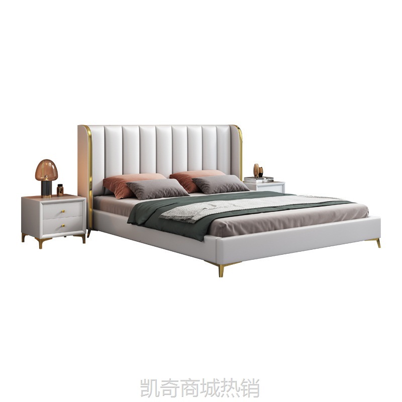 意式轻奢皮床 现代简约风双人床1.8米北欧极简小户型主卧室婚床