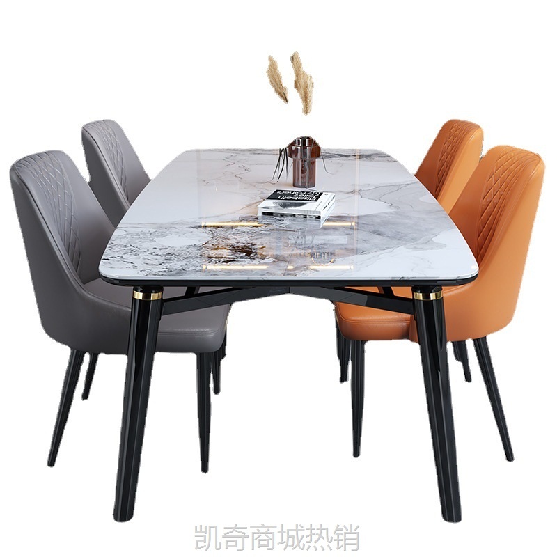 意式轻奢岩板餐桌现代简约小户型家用方圆两用实木可伸缩折叠饭桌