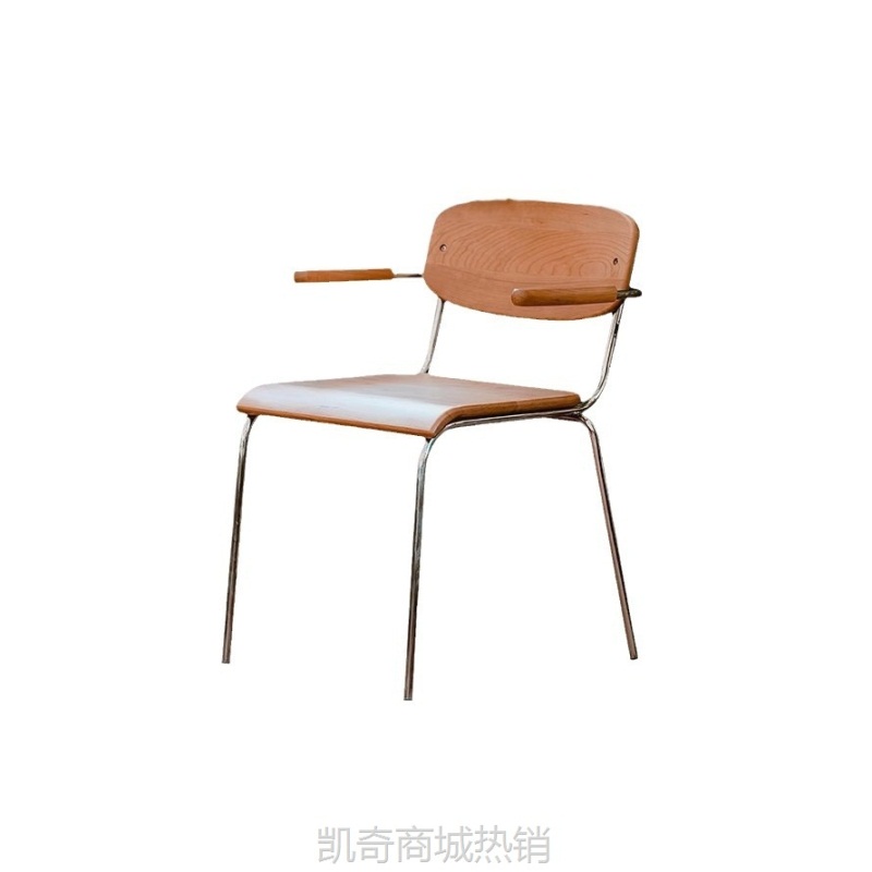 挂耳餐椅家用能挂桌子的樱桃木靠背椅网红实木扶手不锈钢办公椅子