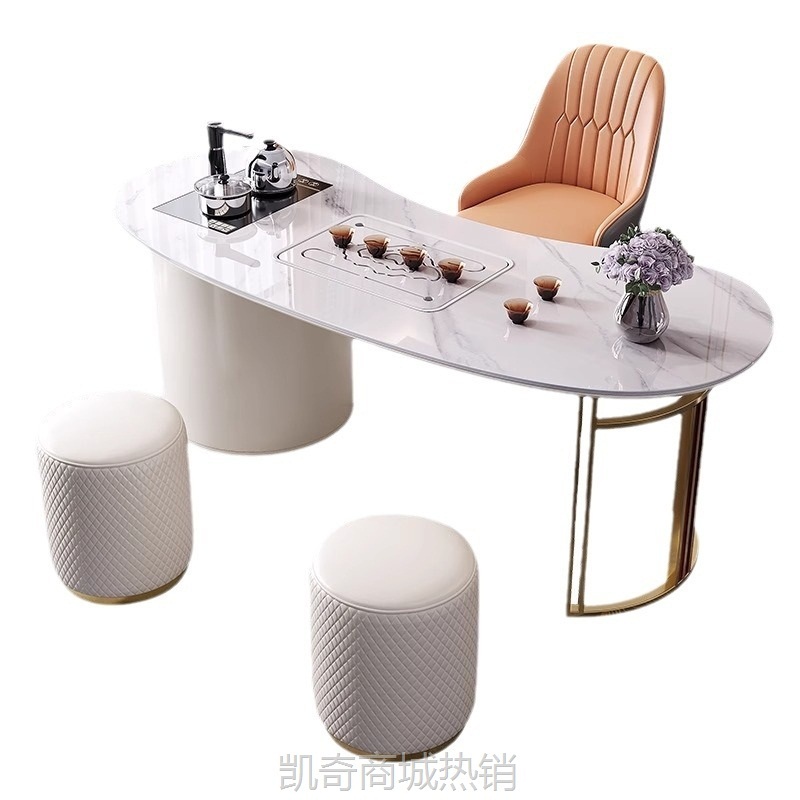 现代简约轻奢岩板茶桌椅组合办公室泡茶台小户型客厅家用阳台茶几