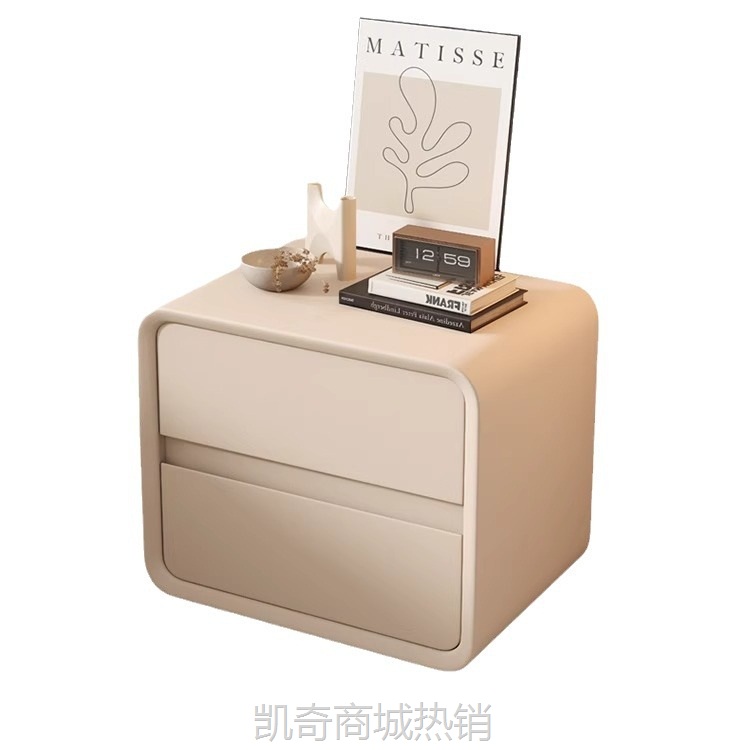 奶油风智能床头柜现代简约全实木卧室轻奢高级感超极窄小型多功能
