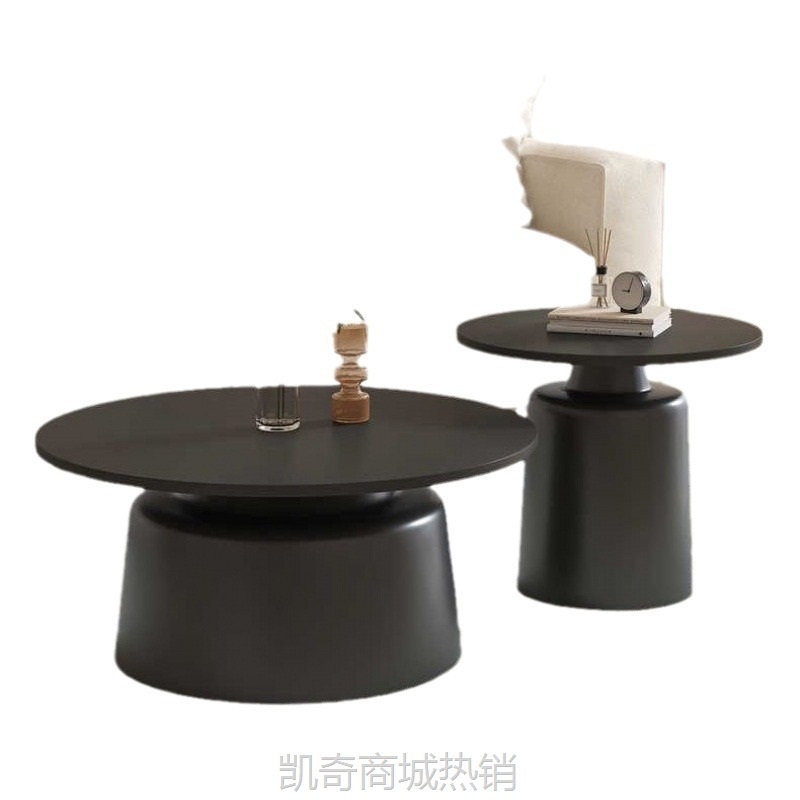 马提尼奶油实木圆形茶几客厅家用北欧小户型简约现代轻奢网红组合