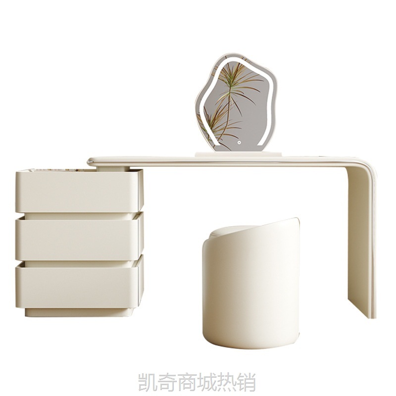 北欧家用实木化妆台卧室奶油风斗柜现代简约轻奢梳妆台一体化妆桌