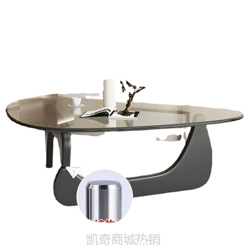 客厅轻奢现代简约小户型玻璃实木茶几北欧风家用茶几创意圆形茶桌