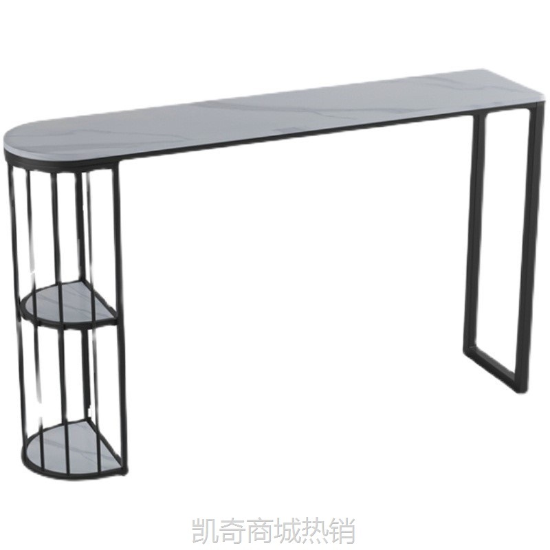 北欧岩板吧台桌 小户型家用客厅大理石隔断桌 铁艺长条靠墙高脚桌
