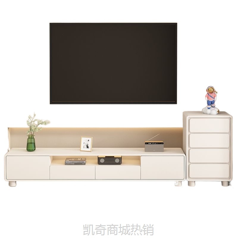 电视柜简约现代客厅家用小户型落地式奶油风茶几轻奢电视机柜组合