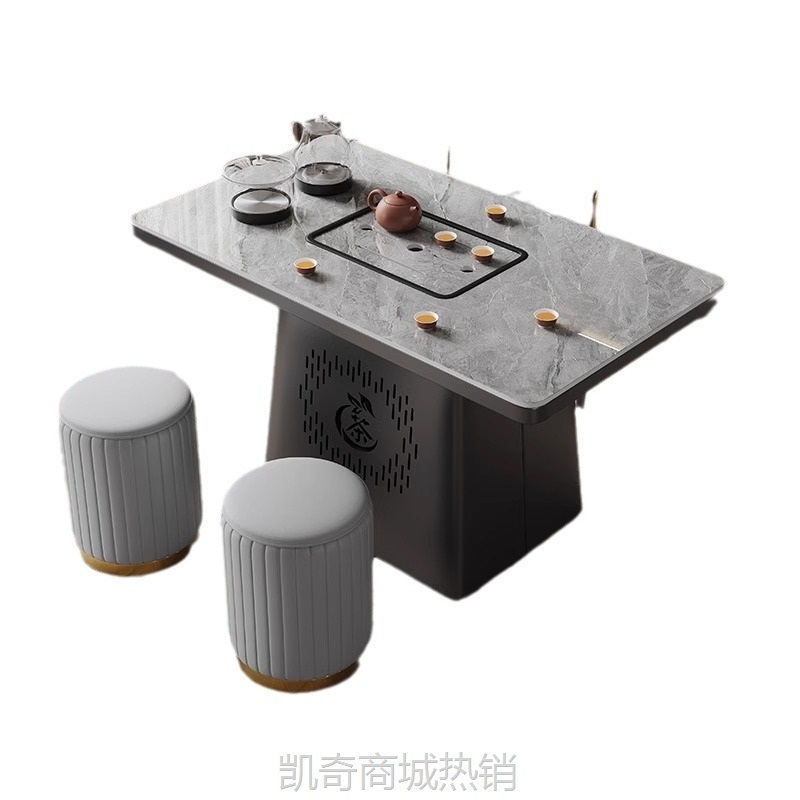 现代轻奢新款茶桌阳台岩板茶台椅一体组合家用客厅办公小户型茶几