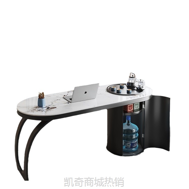 美式复古风全实木书桌茶桌一体桌家用茶台设计师办公桌乌金木茶几