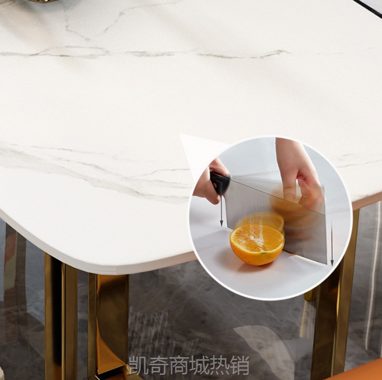 北欧轻奢岩板餐桌家用铁艺多人餐桌椅组合小户型客厅长方形吃饭桌