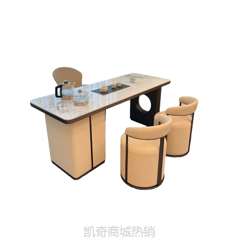 阳台现代简约家用高级感泡茶桌椅组合功能小户型轻奢岩板客厅茶台