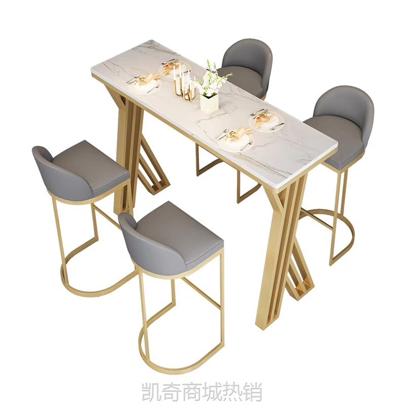 北欧大理石吧台桌椅组合 客厅家用阳台客厅隔断长条桌 靠墙高脚桌