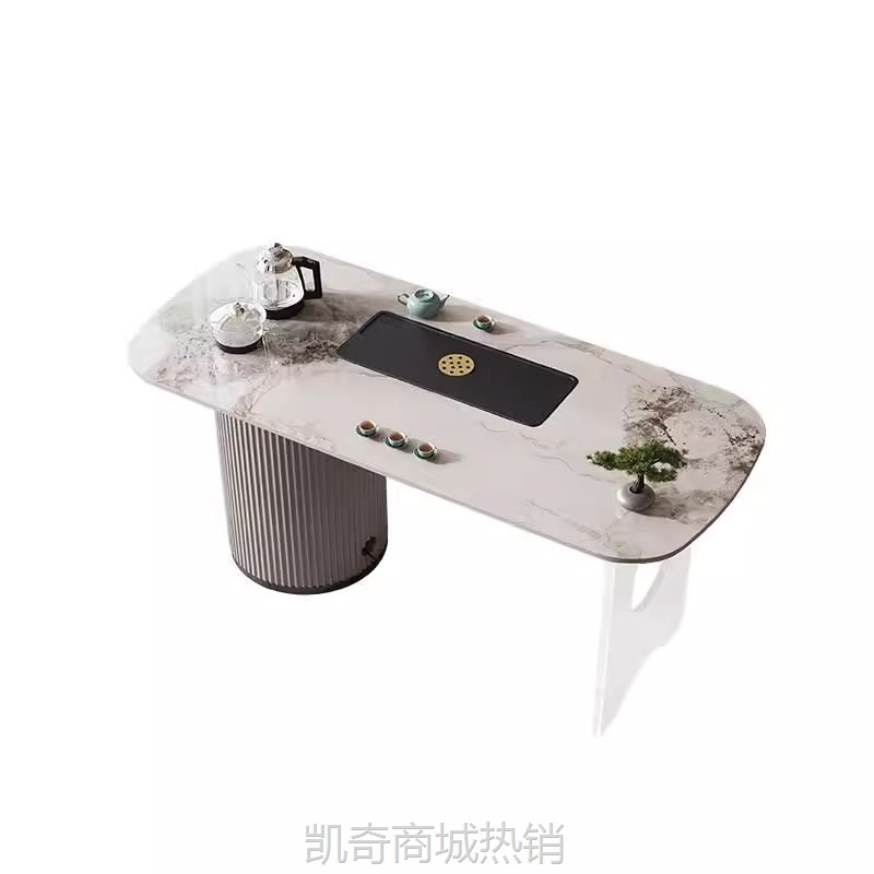 现代简约轻奢风阳台亚克力茶桌椅组合高端家用岩板茶台办公室茶桌