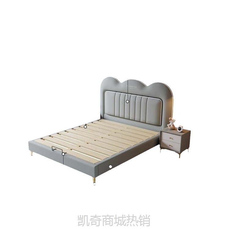 儿童床男孩女孩实木床真皮软包简约现代青少年卧室男童单人床1.5