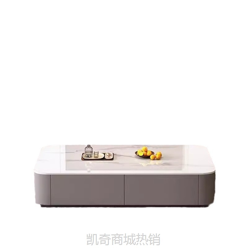 现代简约岩板茶几客厅家用轻奢桌小户型高级感落地茶几电视柜组合