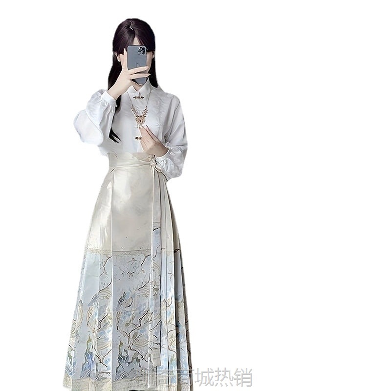 中式女装国风两件套2024穿搭显瘦新新款改良汉服一整套马面裙上隆